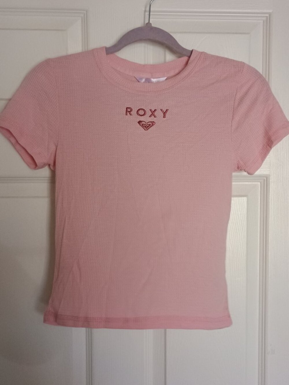NWT Roxy Juniors Pink Brocade Waffle Knit Baby Tee Size Med